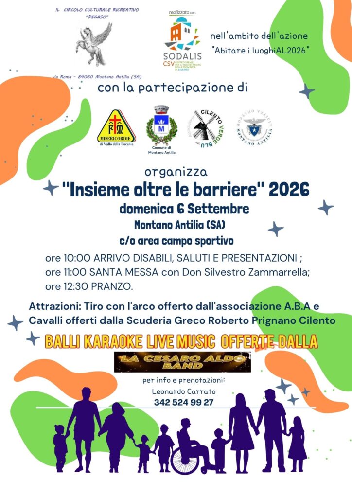 Insieme oltre le barriere 2026 a Montano Antilia