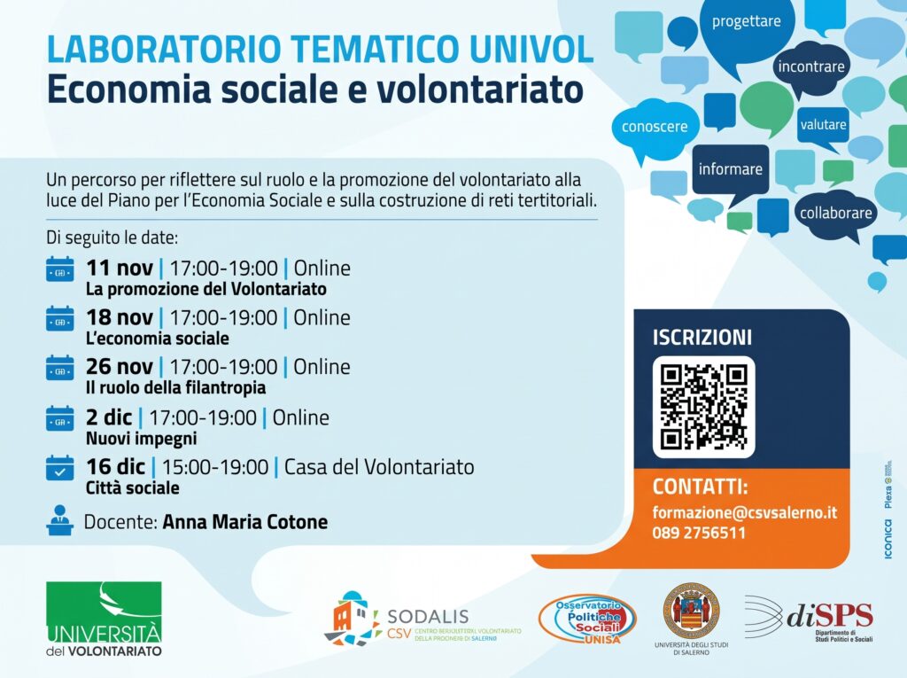 Economia sociale e volontariato: aggiornato il calendario degli incontri